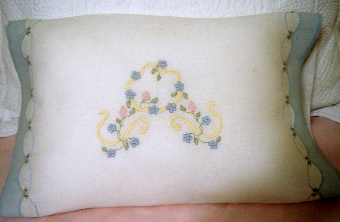 Linen Machine Shadow Embroidered Pillow Janice Ferguson Sews