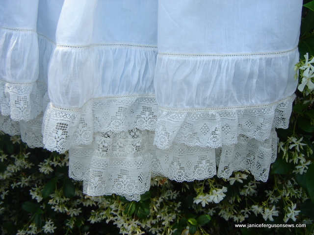Petticoat has 4 rows of lace, extending the too-short dress to an acceptable length.