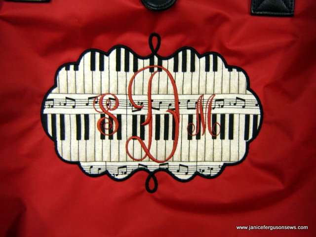 for the pianist, monogrammed on Emily Frame, also from Planet Applique
