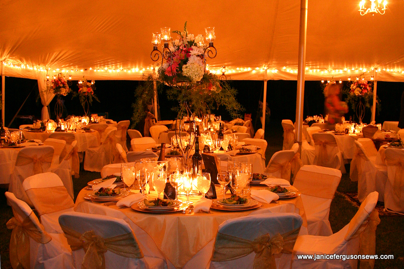 gold table toppers for the reception dinner